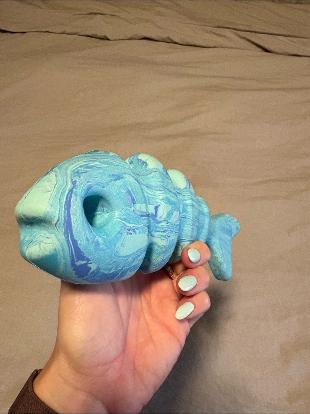 Teal Fish Dog Chew Toy - Picture 5 of 9